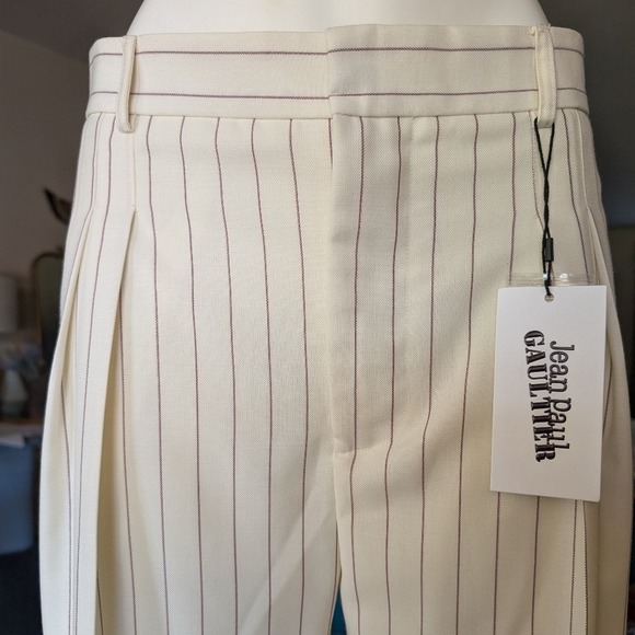 NWT Jean Paul Gaultier Lace Up Pinstripe Trousers Size 38 - Picture 12 of 15